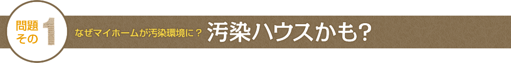 問題その１：なぜマイホームが汚染環境に？汚染ハウスかも？
